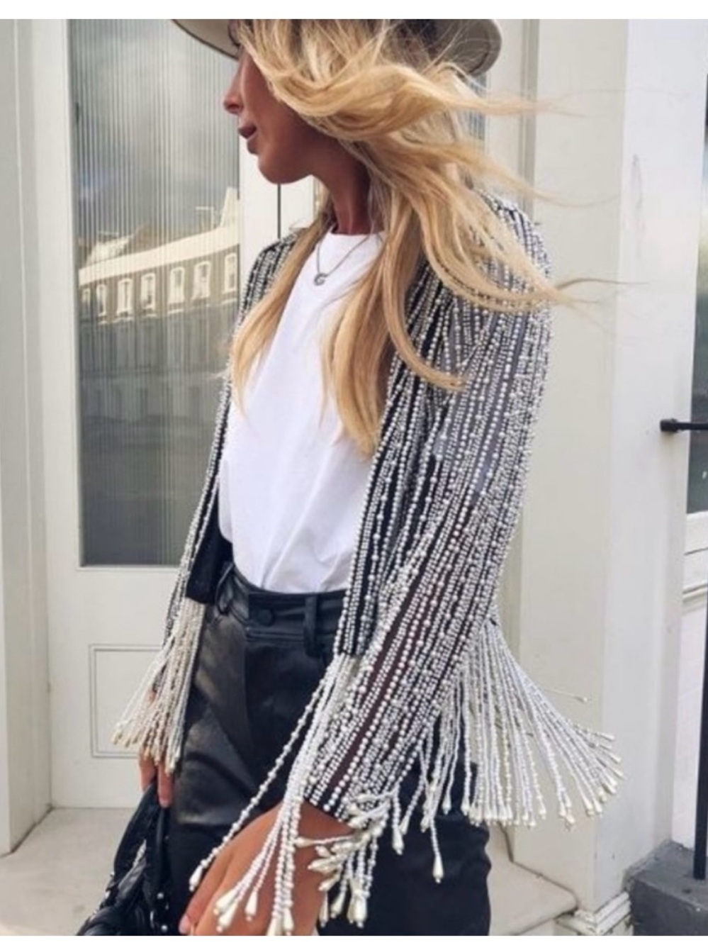 NWT - Nasty Gal x Cara Delevigne Magic in the Air Pearl Embellished Jacket